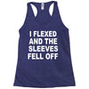 i flexed and the sleeves fell off Racerback Tank