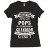 Super Cool Pops Of A Freaking Awesome Grandson Ladies Fitted T-Shirt