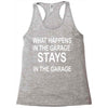 stays in the garage Racerback Tank