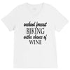 weekend forecast biking with a change of wine V-Neck Tee