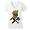 skull wood Women's V-Neck T-Shirt