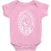 praying hands cross mary rock band baseball jersey Baby Onesie