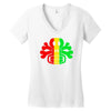 rasta skull and crossbones reggae dub club rave Women's V-Neck T-Shirt