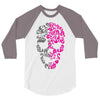 two coloured patterned skull   mens funny 3/4 Sleeve Shirt