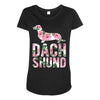 dachshund floral Maternity Scoop Neck T-shirt