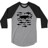 shark chart light blue t shirt 3/4 Sleeve Shirt