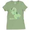 alien believe space sci fi ufo nerd Ladies Fitted T-Shirt
