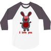 i love you bunny hare rabbit cupid couple kiss fun 3/4 Sleeve Shirt