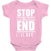 stop snow pression end winter funny Baby Bodysuit