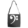 bass cleff funny Adjustable Strap Totes