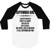 Super September Girl 3/4 Sleeve Shirt