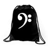 bass cleff funny Drawstring Bags