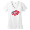 American Flag Lips Women's V-Neck T-Shirt