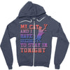 my cat and i stay in tonight Zipper Hoodie