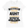 Super Cool Aunt Of A Freaking Awesome Nephew Ladies Fitted T-Shirt