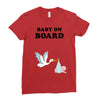 Baby On Board with Stork Ladies Fitted T-Shirt