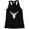deer head vector white logo Racerback Tank