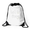 let us pray Drawstring Bags