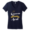 queens are born in april Women's V-Neck T-Shirt