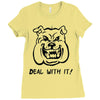 deal with it angry pitbul Ladies Fitted T-Shirt