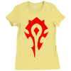 world of warcraft mists of pandaria horde Ladies Fitted T-Shirt