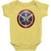 cotton captain america shield distressed, ideal gift or present Baby Bodysuit