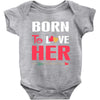 couple tshirt   born to love her Baby Bodysuit