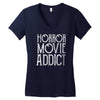 horror movie addict Women's V-Neck T-Shirt
