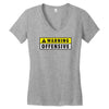 warning offensive mens funny Women's V-Neck T-Shirt