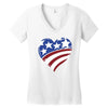 disstressed america flag heart Women's V-Neck T-Shirt