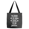 blk power Tote Bags