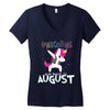 Born Unicorns-Born August Women's V-Neck T-Shirt