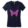 breast cancer butterfly Women's V-Neck T-Shirt