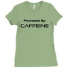 powered by caffeine funny t shirt red bull morning coffee Ladies Fitted T-Shirt