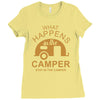 what happens in camper stays in camper vintage style camp funny Ladies Fitted T-Shirt