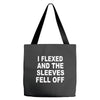 i flexed and the sleeves fell off Tote Bags