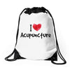 I Love Acupuncture Drawstring Bags