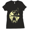 cat and bat halloween Ladies Fitted T-Shirt