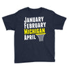 January February Michigan April - March Madness Basketball Youth Tee