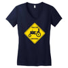 tractor crossing farmer's road warning sign Women's V-Neck T-Shirt