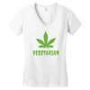 Vegetarian Pot Leaf Women's V-Neck T-Shirt