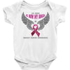 my hero is now my angel breast cancer awareness Baby Bodysuit