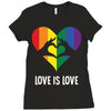 Love Is Love LGBT Rainbow Heart Ladies Fitted T-Shirt
