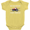 case ih red tractor boy comin' through Baby Bodysuit