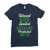 blessed god by spoiled by my husband protected by both Ladies Fitted T-Shirt