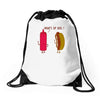 what up dog ketchup hot dog Drawstring Bags