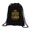 queens are born in 1989 Drawstring Bags