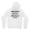 weekend forecast biking with a change of wine Unisex Hoodie