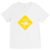 motorcycle caution sign V-Neck Tee