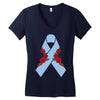 stomach cancer ribbon and rose Women's V-Neck T-Shirt